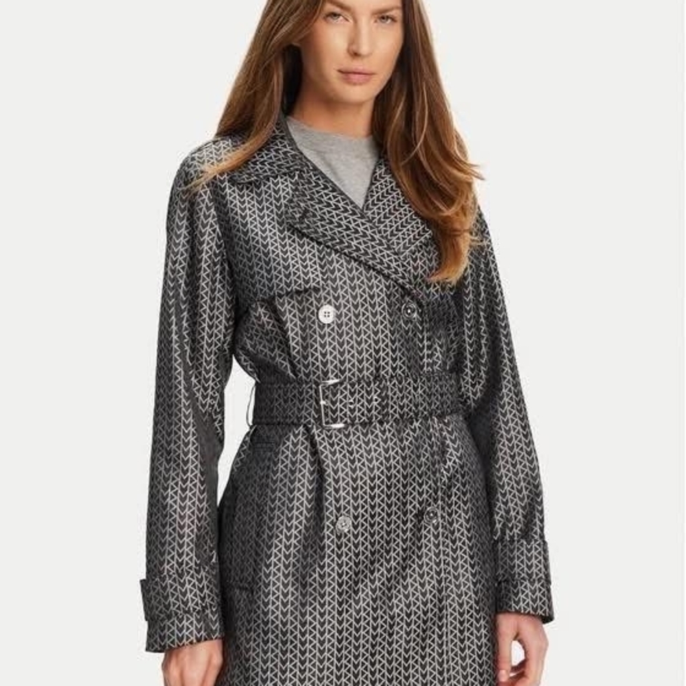 Michael Kors Black and White Trench Coat - Picture 2 of 3
